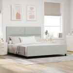 Voodiraam peatsiga helehall 180 x 200 cm samet