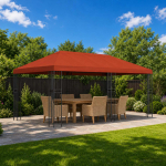 Gazebo telgi katte 6 x 3 m Terrakota Pol&uuml;ester 190