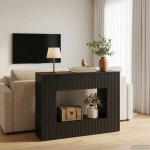 Konsoollaud Triibuline Must 101 x 29 x 74 cm T&ouml;&ouml;deldud puit