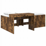 Laste K&otilde;rge Voodi Raam Lauaga Suitsutatud tamm 75 x 190 cm