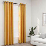 Linase v&auml;limusega pimendavad kardinad 2 tk kollane 140x245 cm