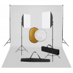 FOTOSTUUDIOKOMPLEKT VALGUSTUSE, TAUSTAPILDI JA REFLEKTORIGA