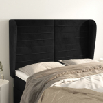 Voodipeats servadega, must, 147x23x118/128 cm, samet