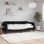 Diivanlvoodi madratsiga, must, 80x200 cm, samet
