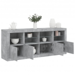 Puhvetkapp LED-tulega, betoonhall, 163 x 37 x 67 cm