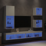 5-osaline telerikappide komplekt LED-tuledega, valge, tehispuit
