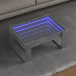 Diivanilaud LED-tuledega, betoonhall, 70x53x30cm
