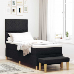 Kontinentaalvoodi madratsi ja peatsiga must 80 x 200 cm kangas
