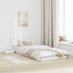 Voodiraam peatsiga hoiulaekaga Valge 100 x 200 cm puit