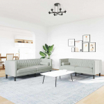 Elutuba diivan 2 tk helehall 194 x 74,5 x 70,5 cm samet