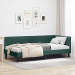 Nurga voodiraam peatsiga Tume rohelise 90 cm x 200 cm Samet
