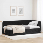 Nurga voodiraam Must 90 x 190 cm Samet