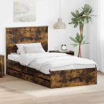 Voodiraam peatsiga Suitsetatud tamm 100 x 200 cm Inseneripuit
