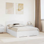 Voodiraam peatsiga sahtliga Valge 160 x 200 cm Tehispuit