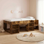Laste voodiraam koos ladustamisega Suitsutatud tamm 90 x 200 cm
