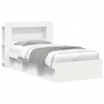 Voodiraam ladustamisega peaga Valge 90 x 190 cm Tehispuit