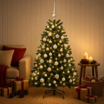 Kunstkuusk, keskroheline, j&otilde;ulukuulidega 150 cm 150 LED-i
