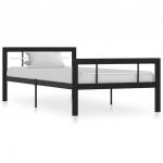 Voodiraam must ja valge, metallist, 90 x 200 cm