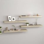 Seinariiulid, 4 tk, tammev&auml;rvi, 80 x 23,5 x 3,8 cm mdf