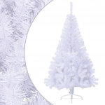 Poolik kunstkuusk alusega, valge, 150 cm, pvc