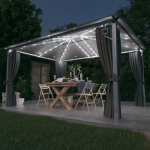 Varikatus, kardin, LED-n&ouml;&ouml;rvalgusti 4x3 m antratsiit alumiinium