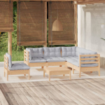 6-osaline aiam&ouml;&ouml;bli komplekt hallide patjadega, m&auml;nnipuit