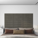 Seinapaneelid 12 tk, tumehall, 60 x 15 cm, samet, 1,08 m&sup2;