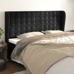 Voodipeats servadega, must, 163x23x118/128 cm, samet