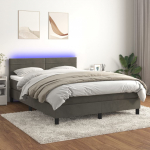 Kontinentaalvoodi madrats ja LED, tumehall, 140x200 cm, samet