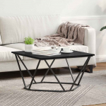 Kohvilaud must tamm 80 x 80 x 45 cm t&ouml;&ouml;deldud puit ja teras