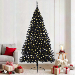 Tehis pre-lit j&otilde;ulupuu koos 300 LED-iga Must 210 cm PVC