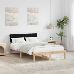 Voodiraam peatsiga Pruun ja must 120 x 190 cm M&auml;nnipuit