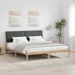 Voodiraam peatsiga pruun ja tumehall 200 x 200 cm M&auml;nnipuit