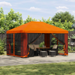 Paviljon 4 &times; 3 m Oranž Pol&uuml;ester ja teras 190