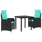 Diivanilaua komplekt 3 pcs PE rattan ja pulberkattega teras