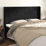 Voodipeats servadega, must, 163x16x118/128 cm, samet