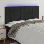 Led-voodipeats, must, 180x5x118/128 cm, samet