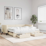 Diivanvoodi v&auml;ljat&otilde;mmatava osaga, kreemjas, 90x200 cm, kangas