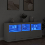 Puhvetkapp LED-tulega, valge, 162x37x67 cm
