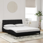 Voodiraam ilma madratsita, must, 160x200 cm, samet