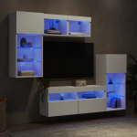 5-osaline telerikappide komplekt LED-tuledega, valge, tehispuit
