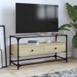 Klaasplaadiga telerikapp, sonoma tamm, 98x35x51 cm, tehispuit