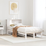 Riiuliga voodiraam ilma madratsita, valge, 100x200cm, puit