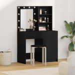 2-osaline tualettlaua komplekt led-iga mustast tehispuidust