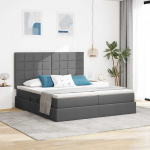 Voodi LED-ribatuledega peaga Tumehall 180 x 200 cm kangas