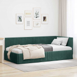 Nurga voodiraam peatsiga Tume rohelise 100 cm x 200 cm Samet