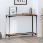 Konsoollaud riiuliga vana puit 101 x 30.5 x 75 cm tehispuit