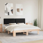 Voodiraam Pehme Peatoega peaga Must 200 x 200 cm Tahke m&auml;nd