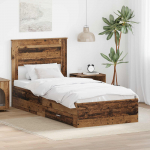 Voodiraam peatsiga sahtliga Vana puit 90 x 190 cm Tehispuit