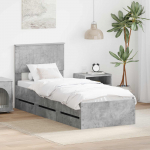 Voodiraam sahtliga peaga betoonhall 75 x 190 cm inseneripuit